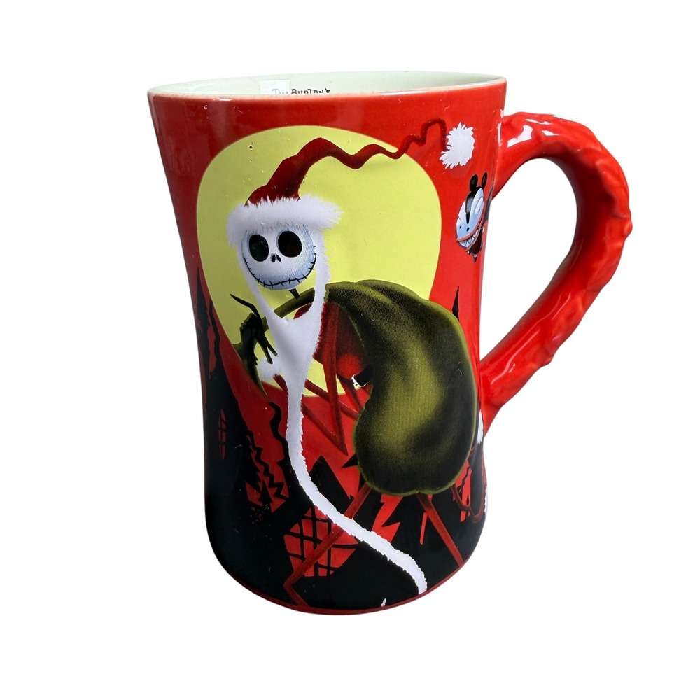 Disney Nightmare Before Christmas Jack Skellington Sandy Claws Red Coffee Mug